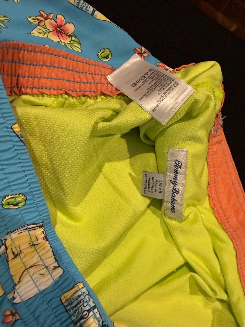 Tommy Bahama Turquoise Tropical Drink Print Swim Board Shorts